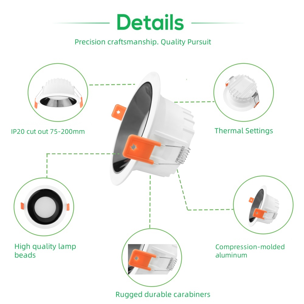 DL56-03 Light emitting diode high quality round iron 7w recessed light emitting diode downlight decorative indoor bedroom living room 3000k-6000k light emitting diode spot light