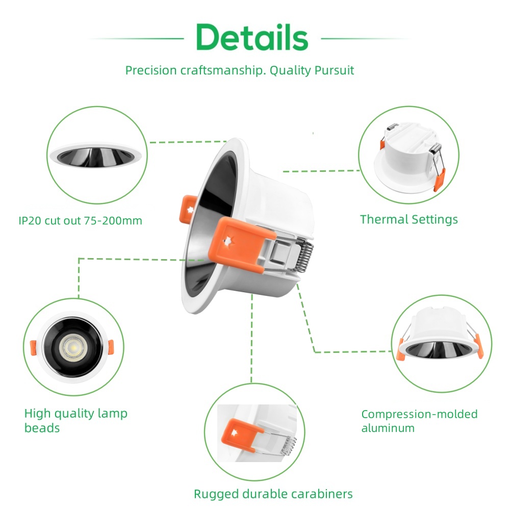 DL56-1 Hotel Home Office Recessed Light Emitting Diode Downlight Narrow Side Deep Anti-Glare Hole Light Ceiling Wholesale No Mains Lighting