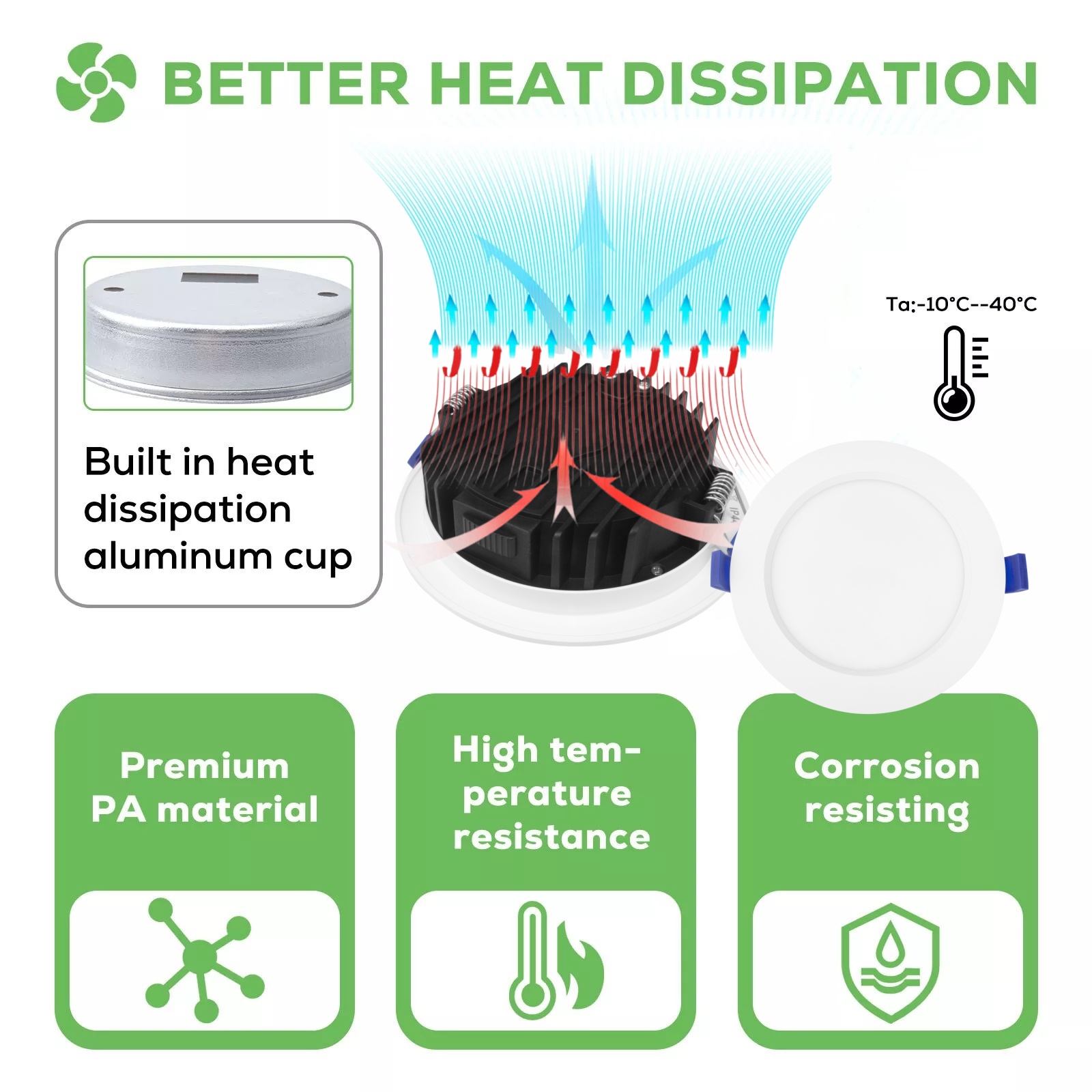 DL57 Hot Light Emitting Diode Downlight 10w 3CCT Waterproof IP44 Triac Dimmable CE SAA Spotlight Hair Downlights