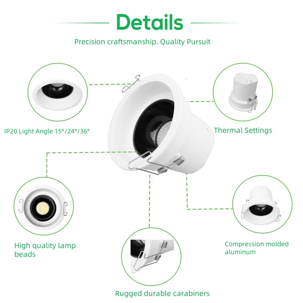 DL51 Anti glare spotlight aluminum saa 3cct cob led downlight dimmable frame spotlight frame housing