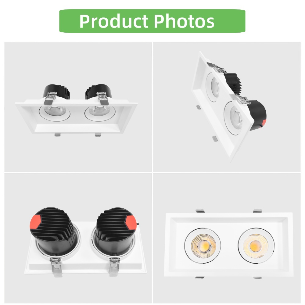 DL51-S Dimmable Spot Light Light Emitting Diode Recessed Downlight 10W 15W 25w Double Head Adjustable LED Anti-Glare Spotlight