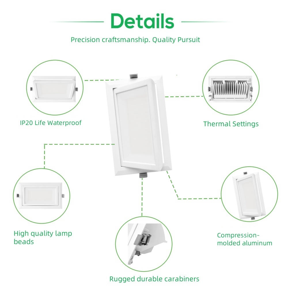DL67-B 20W 28W 38W Recessed Rectangular Led Down Light/rectangle Led Downlight/rectangular Ceiling Light