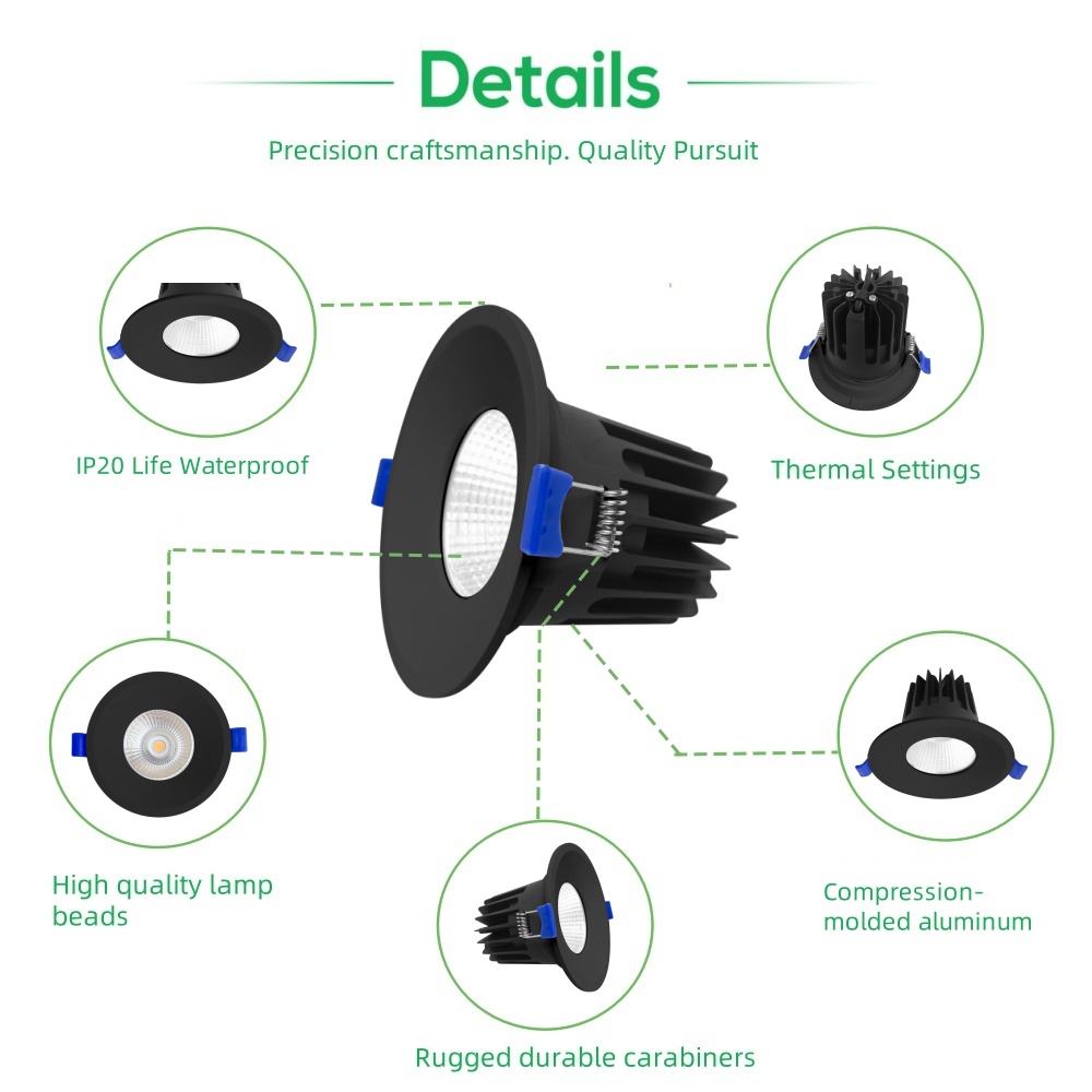 DL65-B  CE CB SAA 5W 10W 18W Anti Glare LED Ceiling Recessed Dimmable Spotlight Hotel COB Spot Light