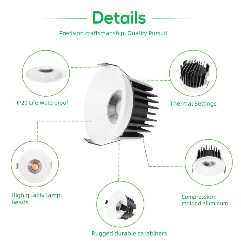 DL64  Black White Ceiling Down Spot Light Deep Cup Antiglare Recessed Recessed Spotlight Downlights AC110V AC220V SMD Round Downlights