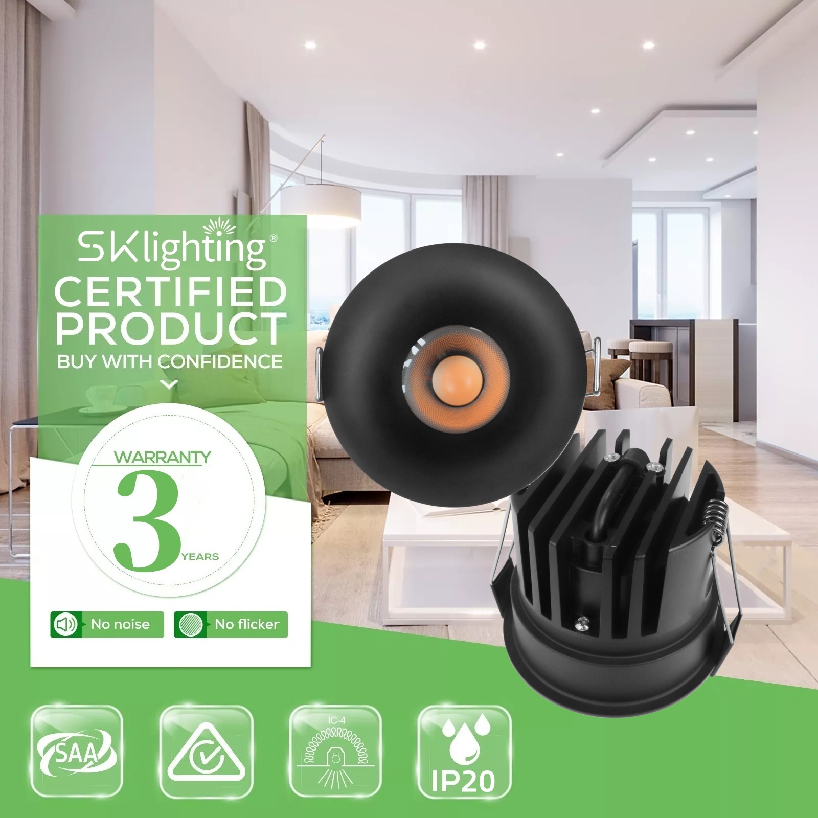 DL64A  Embedded Narrow Border Anti Glare LED Downlight Home Hotel Shopping Mall COB Spotlight