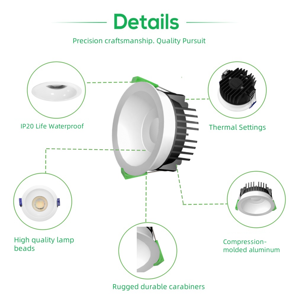 DL63 Deep Anti-glare Commercial Embedded Ceiling Fixtrues 12W 15W 20W Recessed COB SMD 30W Led Down Light