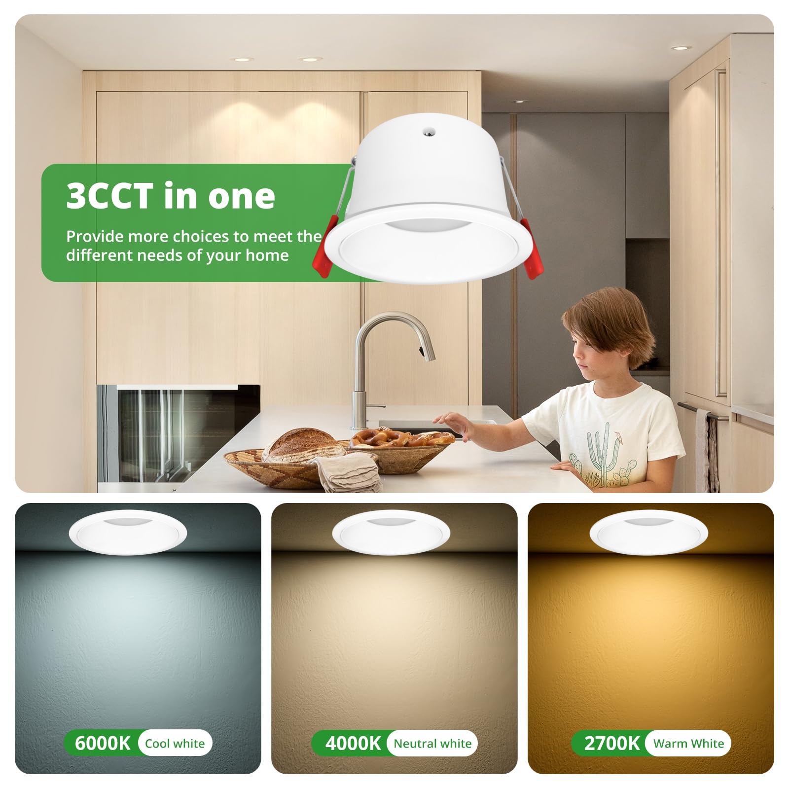 DL75 Commercial LED Downlights Aluminum Waterproof Tri-Color Recessed LED Downlight Living Room Hotel OEM/ODM