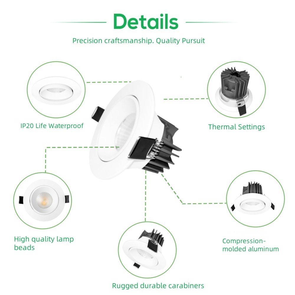 DL73 IP20 Waterproof LED Down Lights 8W 10W 15W 25W Aluminum Recessed Ceiling DALI Dimmable Downlight