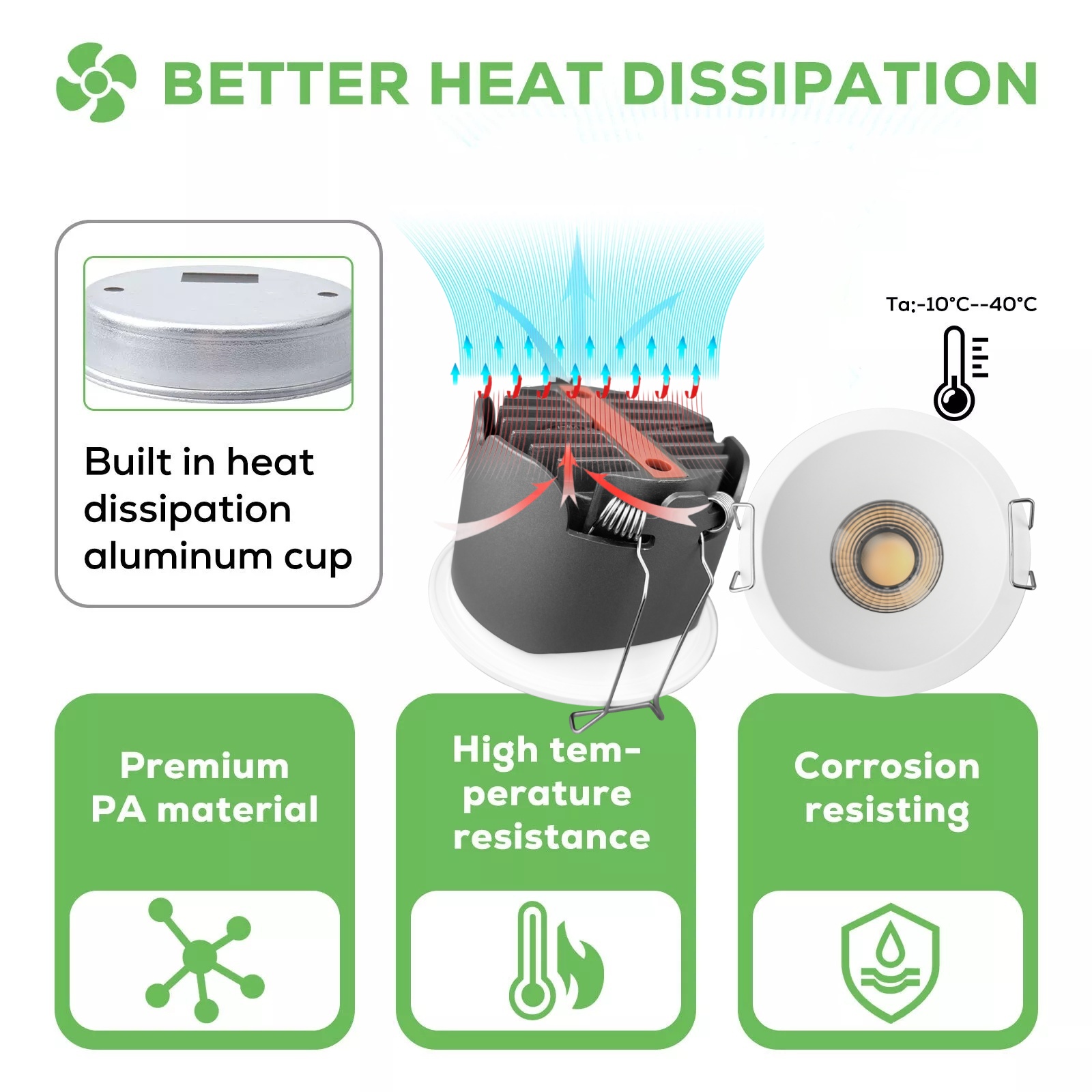 DL69  High Efficiency Certificate CE CCC Ra90 Anti-Glare Waterproof Ip20 Recessed 10W Led Downlight
