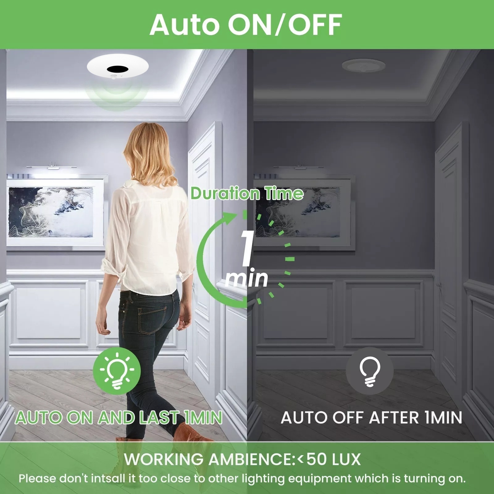 DL69 Modern Energy Saving 10W Infrared Human Body Induction Sensor Light for Home Office Lighting Design