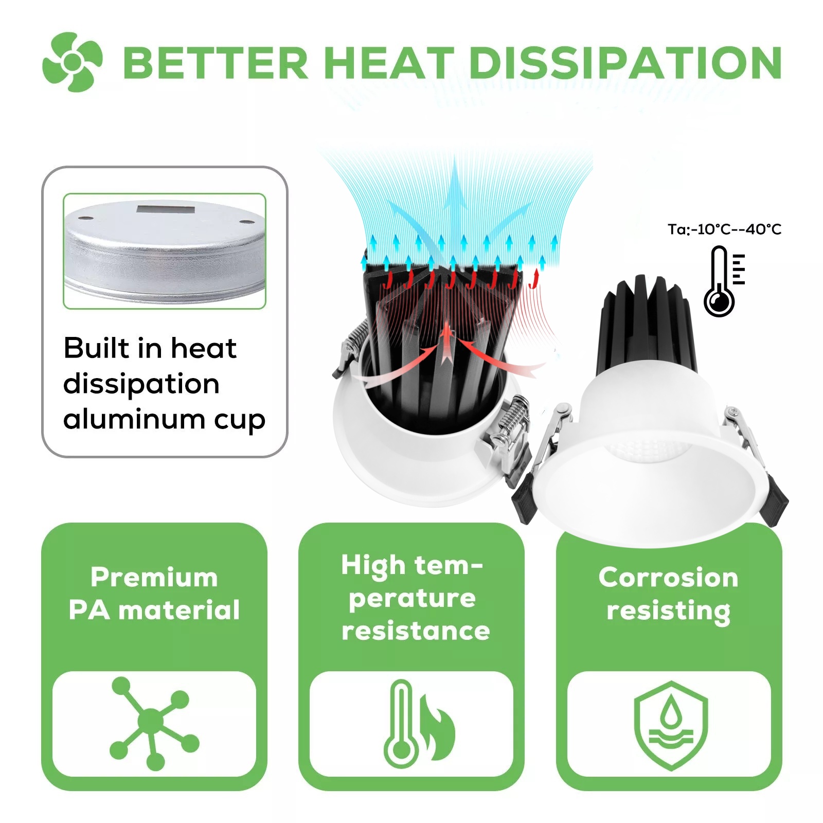 DL68 Indoor Recessed Anti Glare IP20 Waterproof Ceiling Spotlight COB LED DALI Dimmable 8W 10W 15W 28W Aluminum Downlight