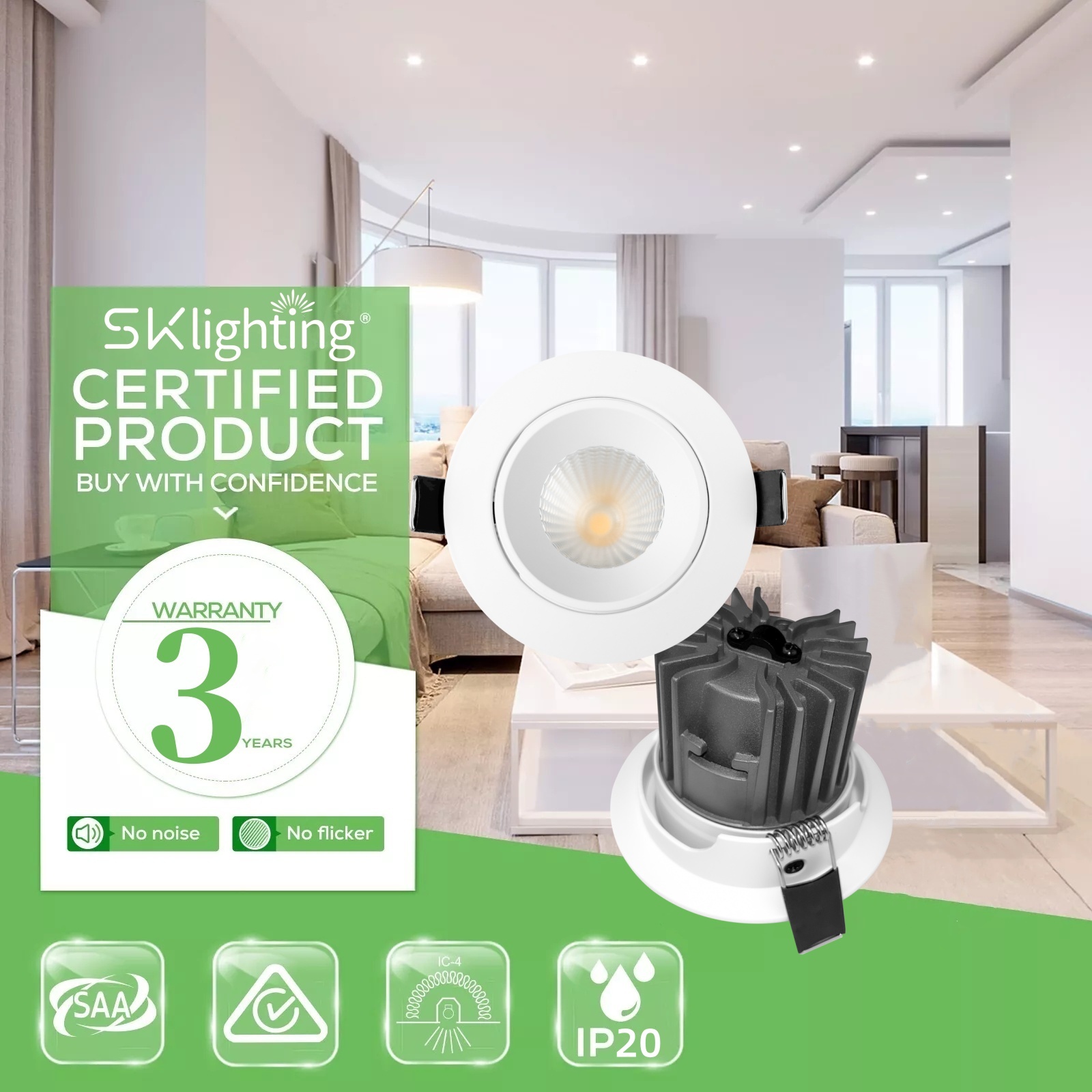 DL73 IP20 Waterproof LED Down Lights 8W 10W 15W 25W Aluminum Recessed Ceiling DALI Dimmable Downlight
