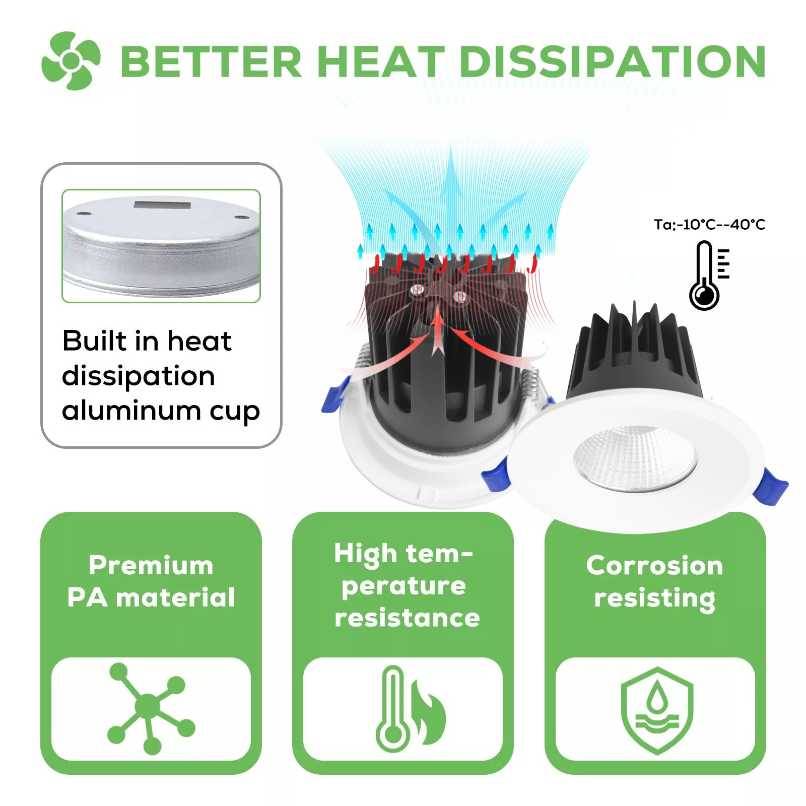 DL65-W LED Downlight COB Downlight Spotlight 8W 10W 15W 25W Adjustable Light Aluminum Lamp Body for Hotel Use