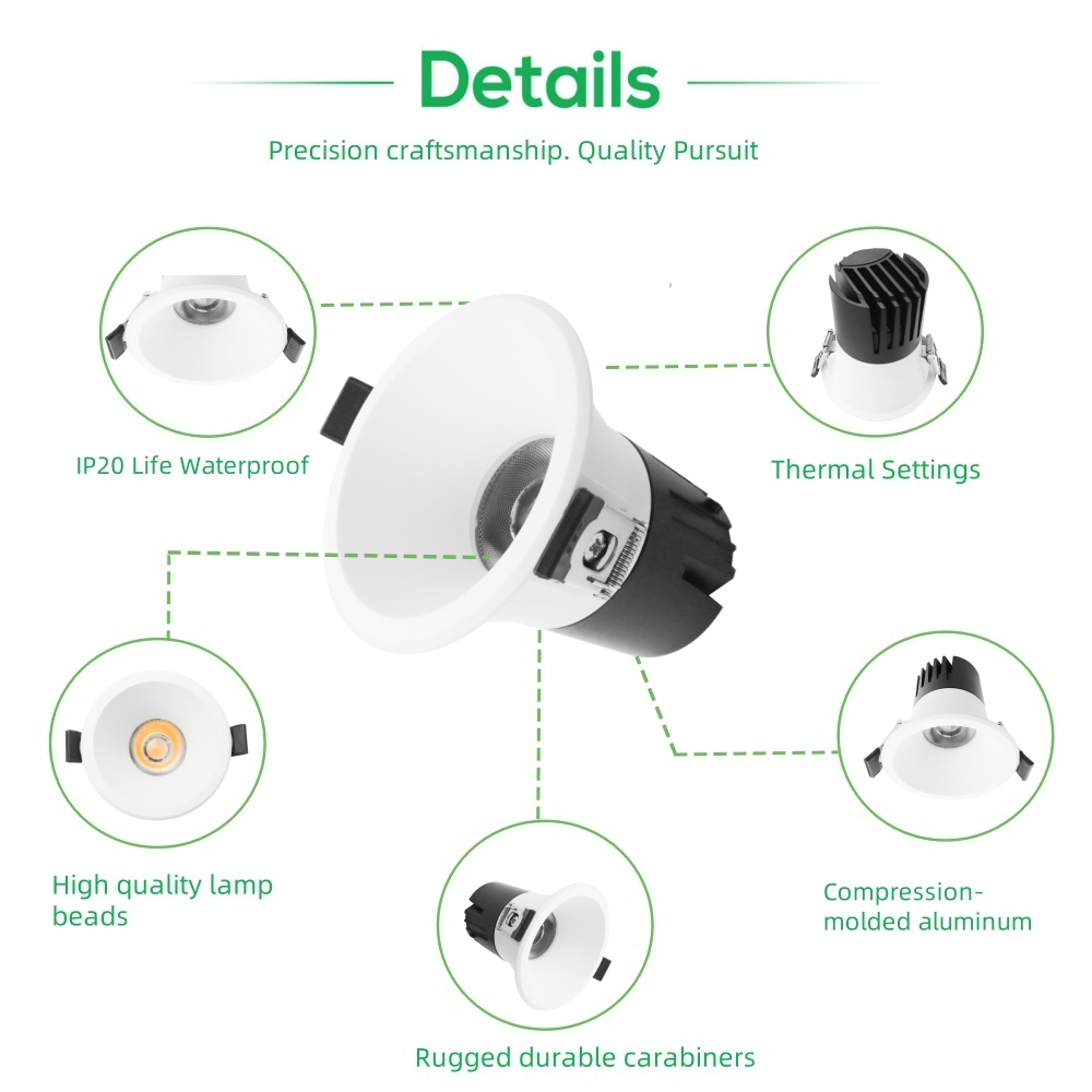 DL71  Waterproof DALI Dimmable Recessed Downlight Adjustable 8W 10W 15W 25W 28W Recessed Ceiling Antiglare Spotlights for Hotel