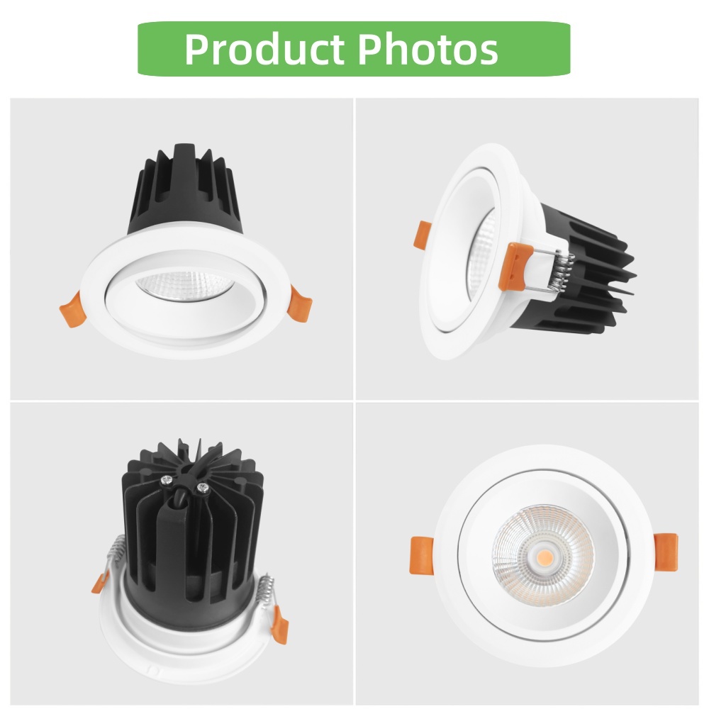 DL66-W COB Downlight Can Exterior Eyeball Ceiling Mounted Light Dimmable Downlight Flicker Free Dimmable Cob Recessed Led Downlight