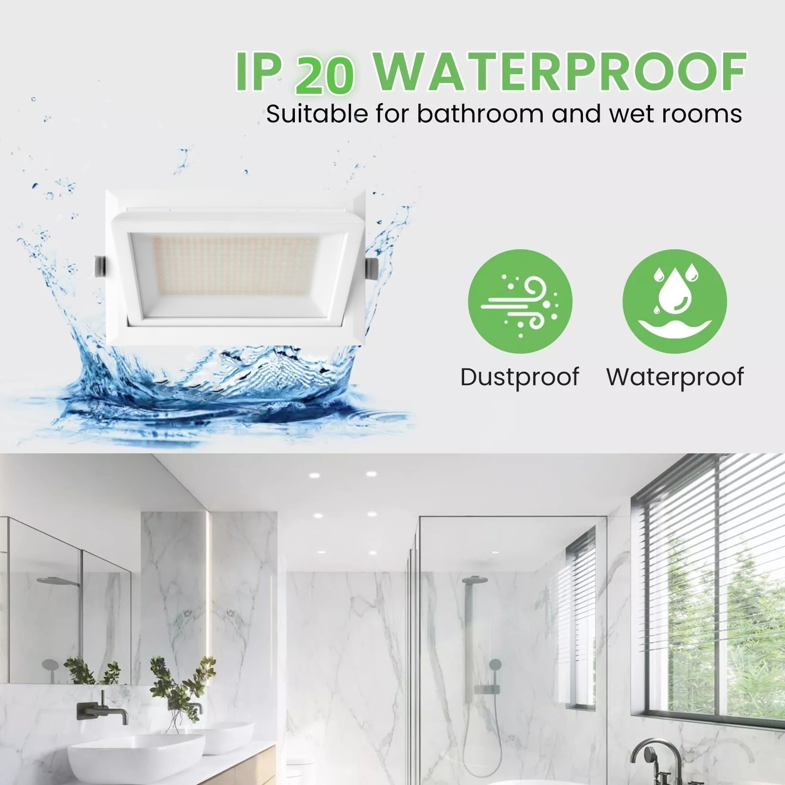 DL67-A Flicker Free LED Down Light 20W 28W 38W Ceiling Downlight LED Adjustable 60W SMD LED Rectangular Recessed Downlight