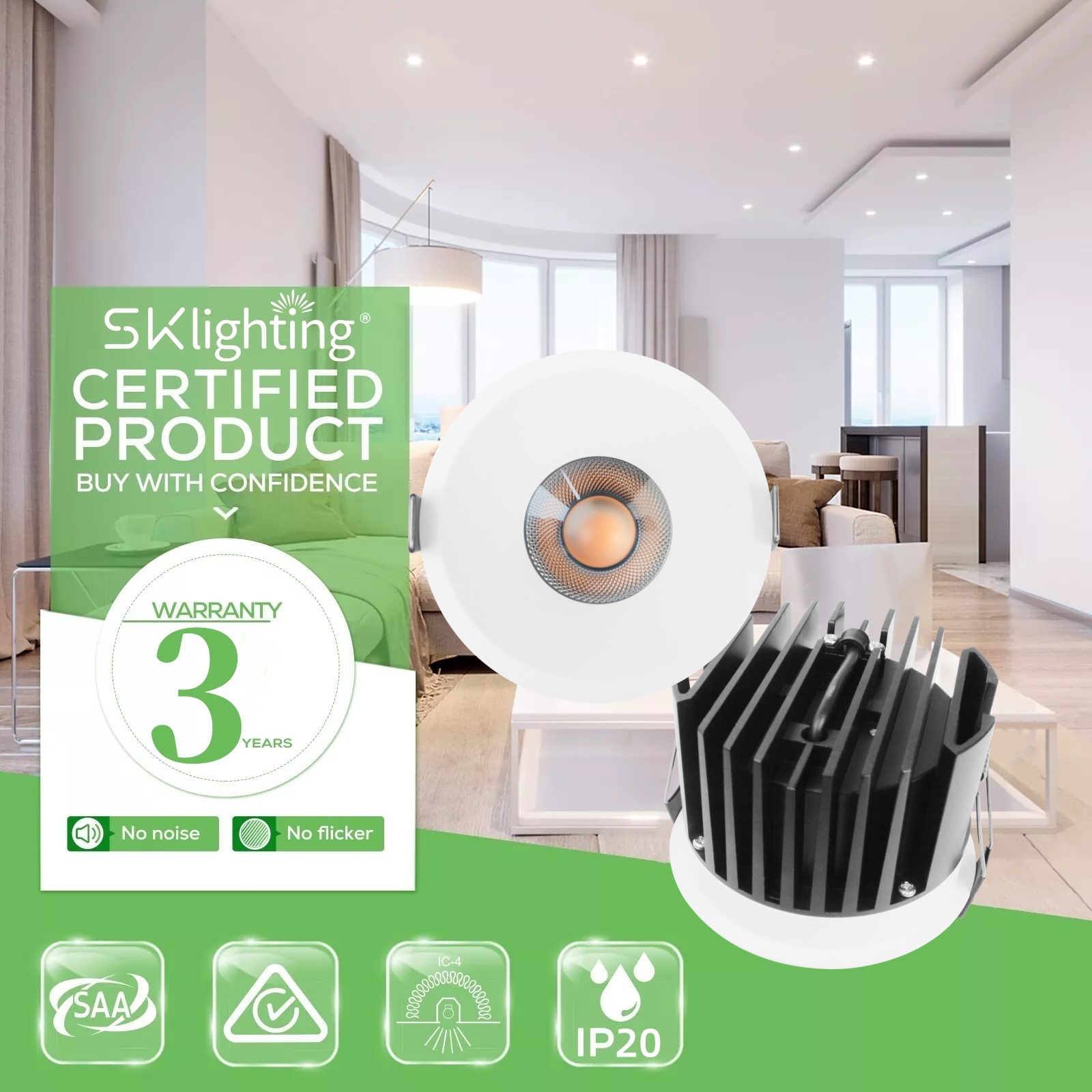 DL64  Black White Ceiling Down Spot Light Deep Cup Antiglare Recessed Recessed Spotlight Downlights AC110V AC220V SMD Round Downlights