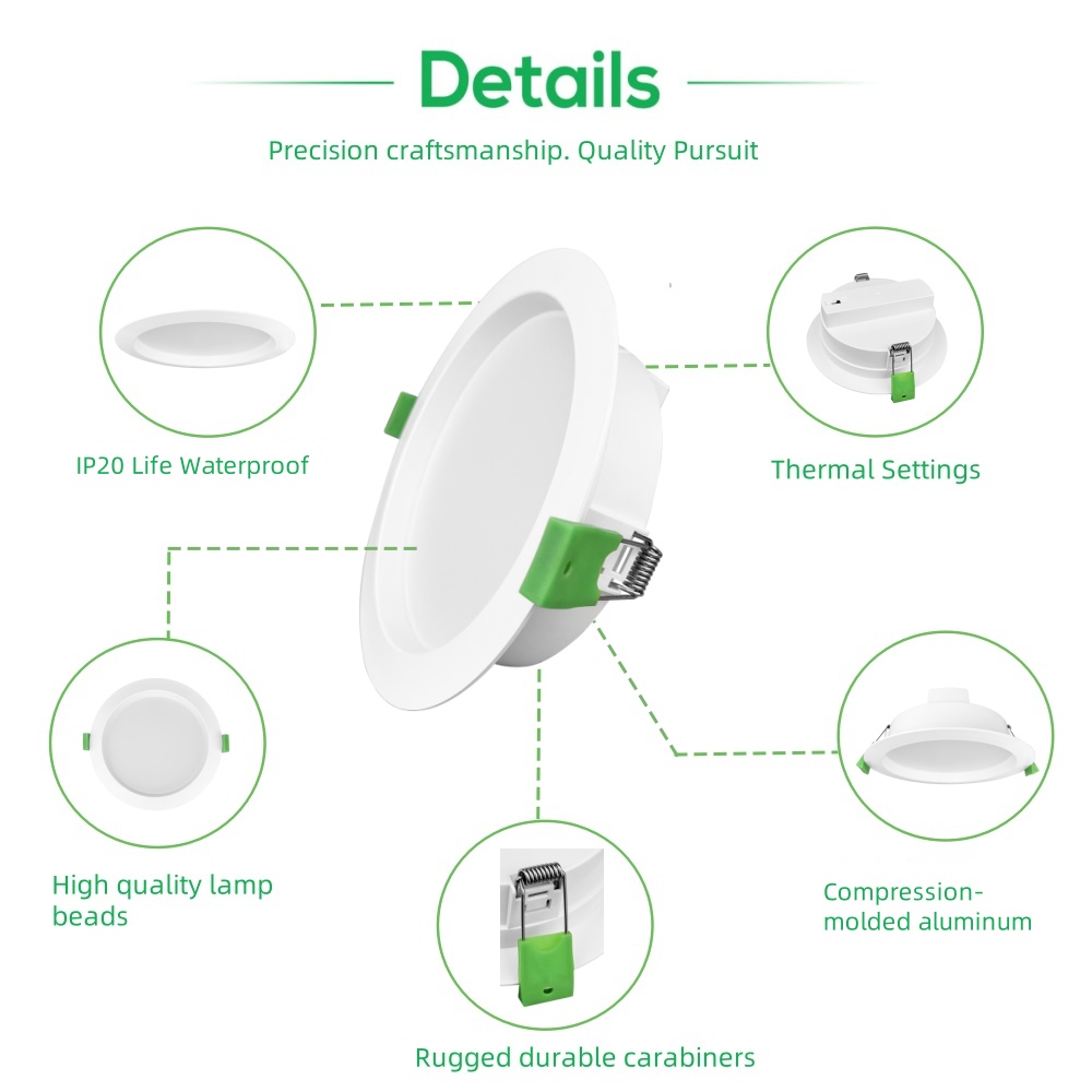 DL61 SAA Aluminum PC Smart Dimmable & CCT Adjustable 3W 5W 7W 9W 10W 13W SMD Chip Bulb LED Ceiling Downlights Housing & Parts