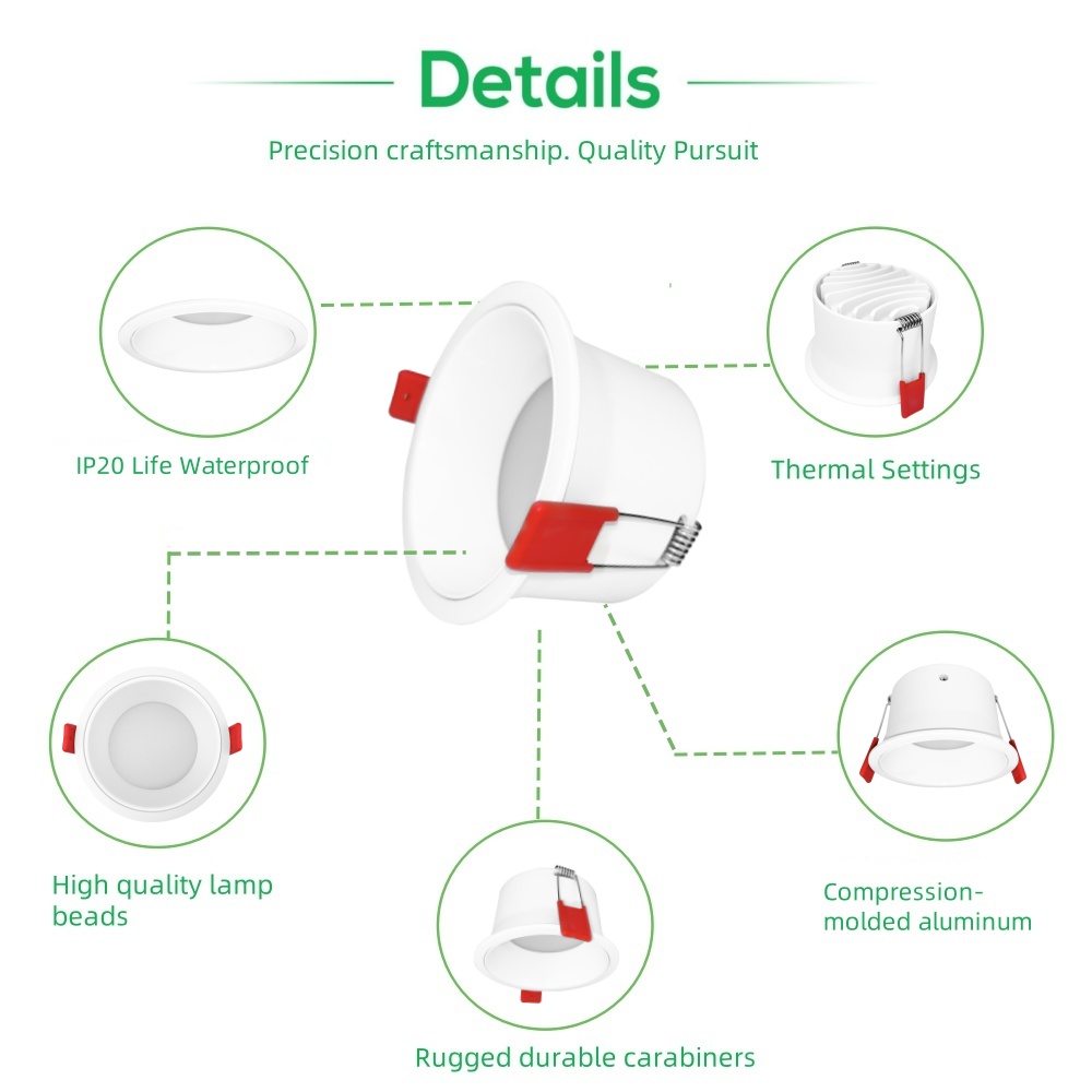 DL75 Commercial LED Downlights Aluminum Waterproof Tri-Color Recessed LED Downlight Living Room Hotel OEM/ODM