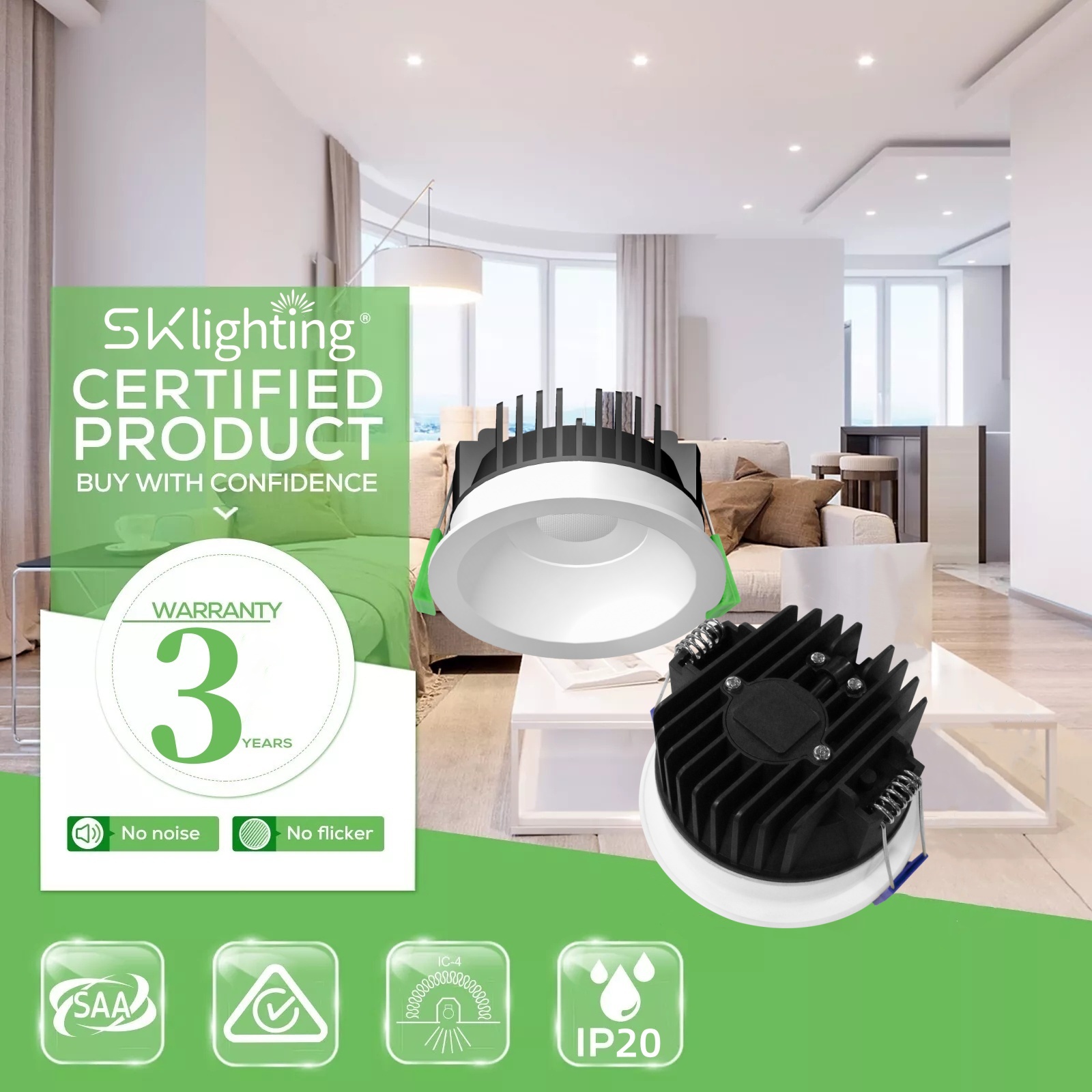 DL63 Deep Anti-glare Commercial Embedded Ceiling Fixtrues 12W 15W 20W Recessed COB SMD 30W Led Down Light