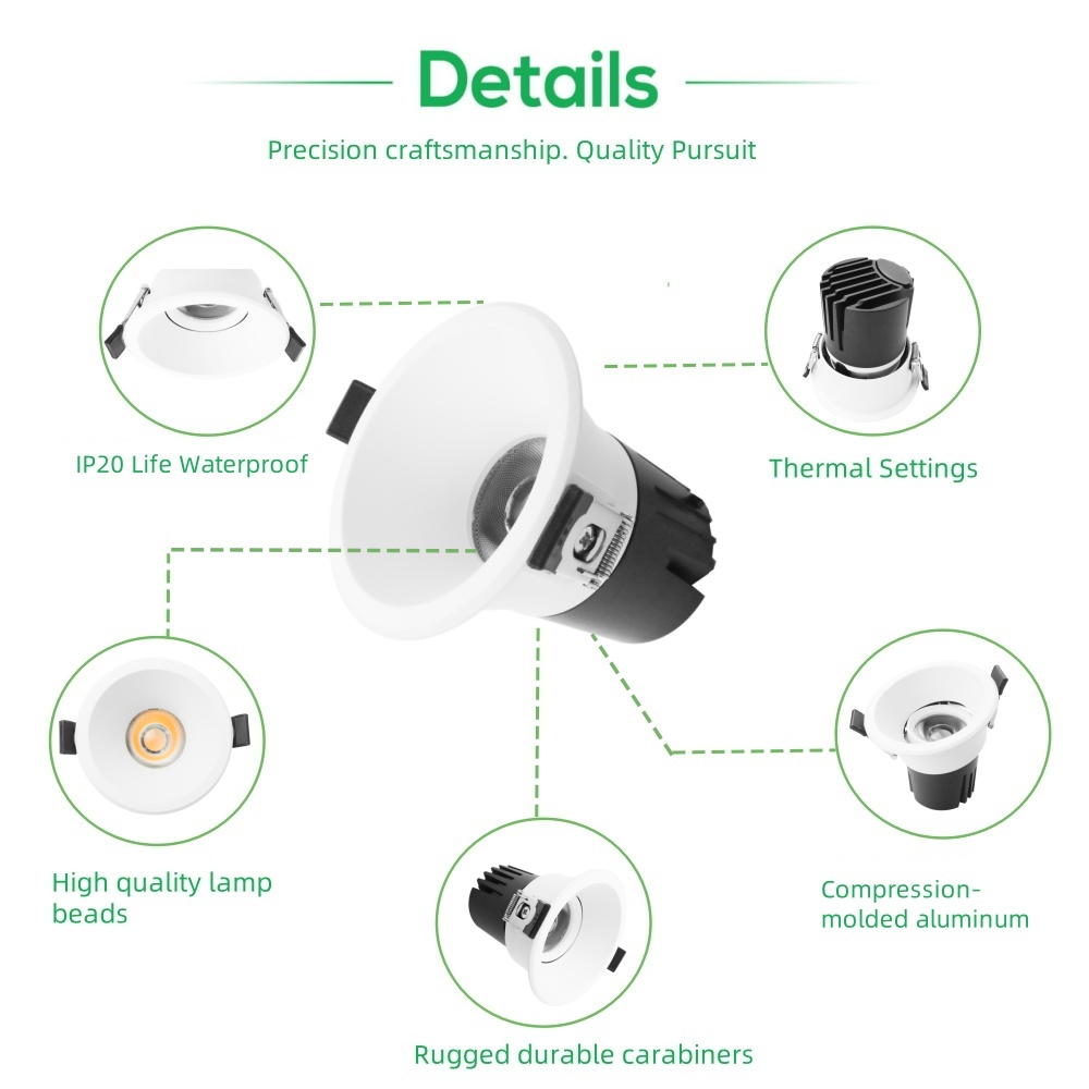 DL72 Waterproof DALI Dimmable Recessed Downlight Adjustable 8W 10W 15W 25W 28W Recessed Ceiling Antiglare Spotlights for Hotel