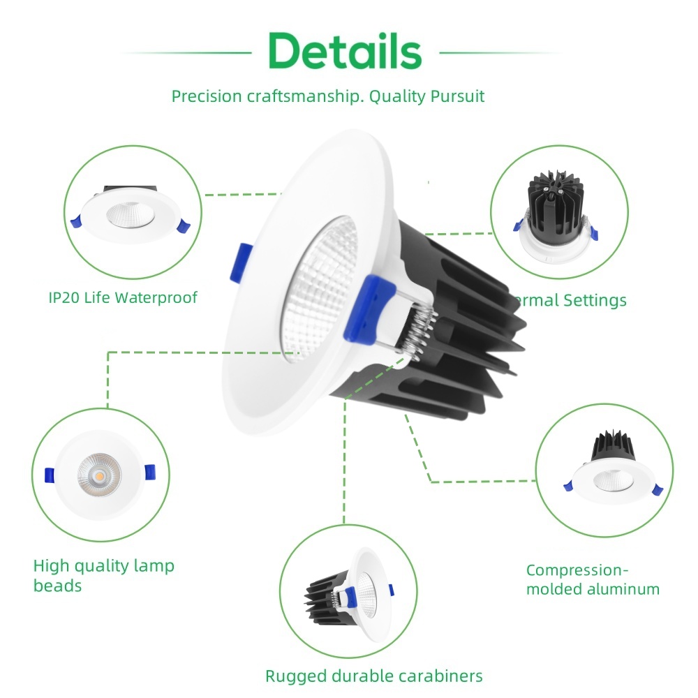 DL65-W LED Downlight COB Downlight Spotlight 8W 10W 15W 25W Adjustable Light Aluminum Lamp Body for Hotel Use