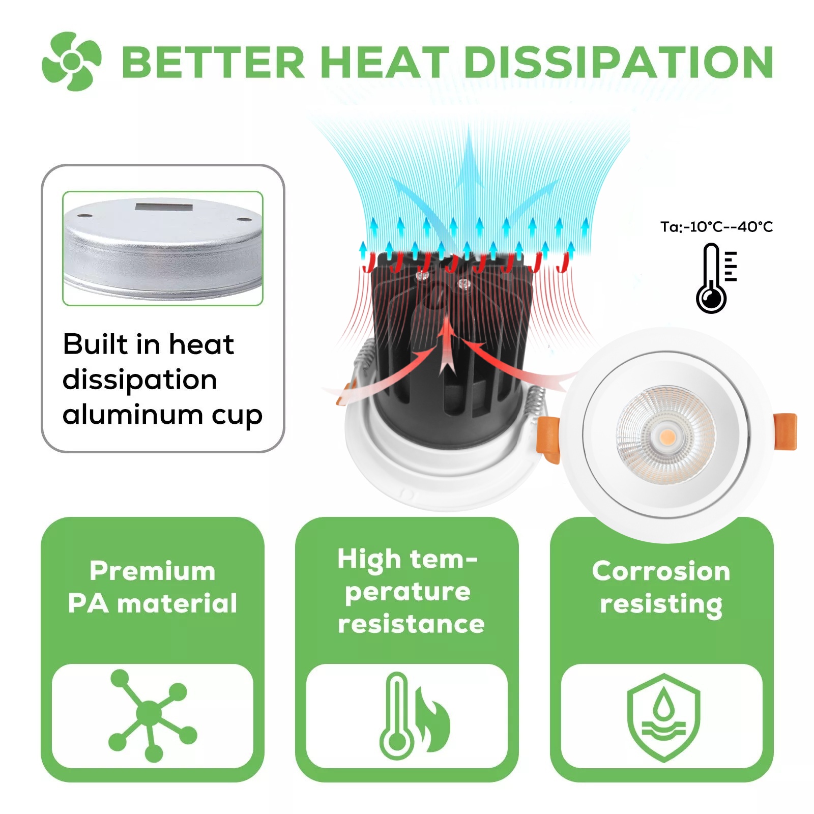 DL66-W COB Downlight Can Exterior Eyeball Ceiling Mounted Light Dimmable Downlight Flicker Free Dimmable Cob Recessed Led Downlight