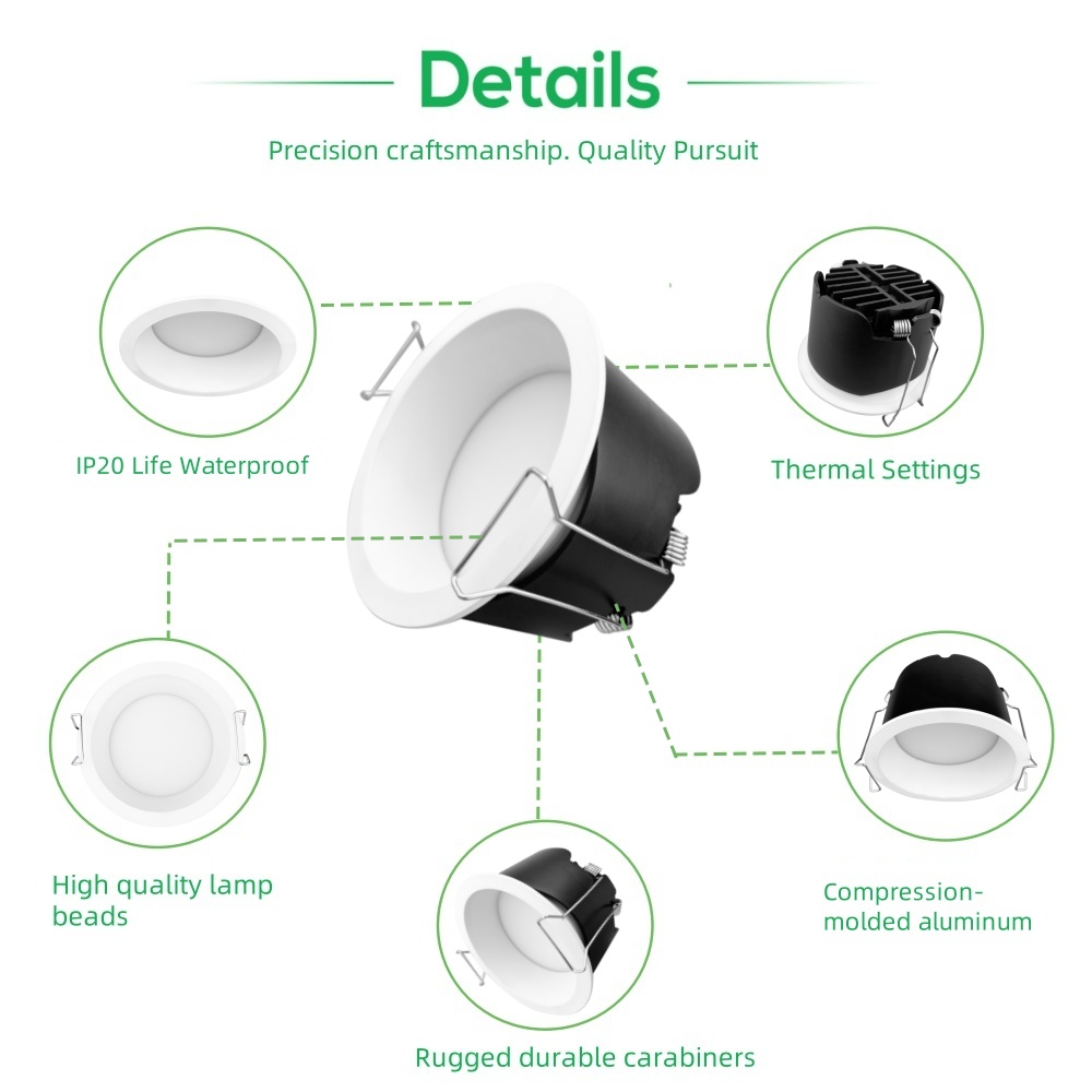 DL69-B  Aluminum 10w 12w 15w Anti-Glare White Anti-Glare Round LED Down LightsRound Recessed Dimmable Ceiling Down Light