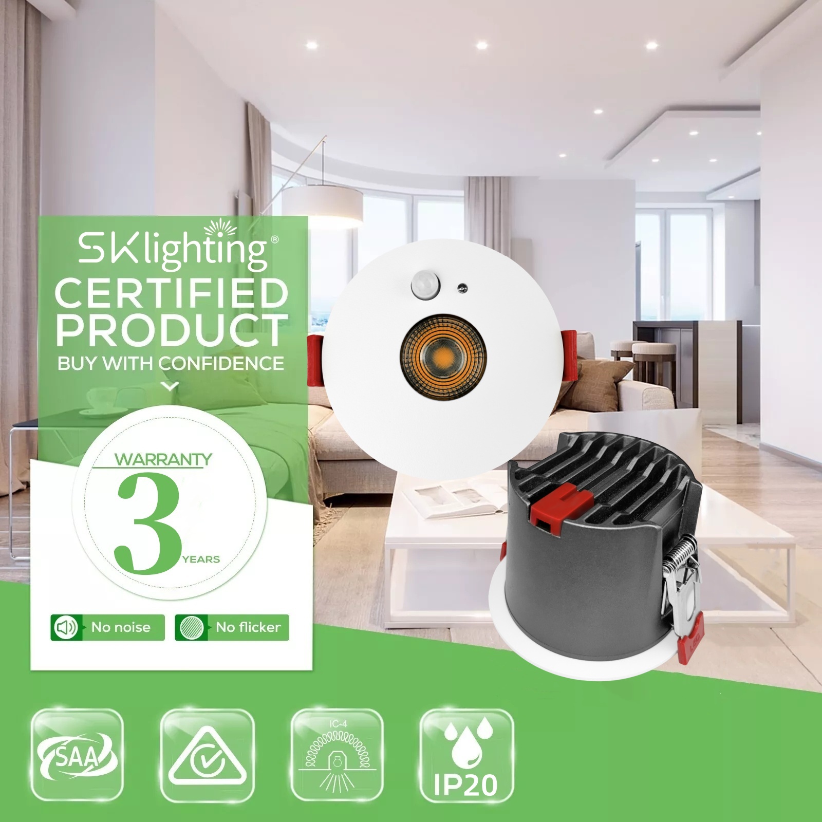 DL69 Modern Energy Saving 10W Infrared Human Body Induction Sensor Light for Home Office Lighting Design