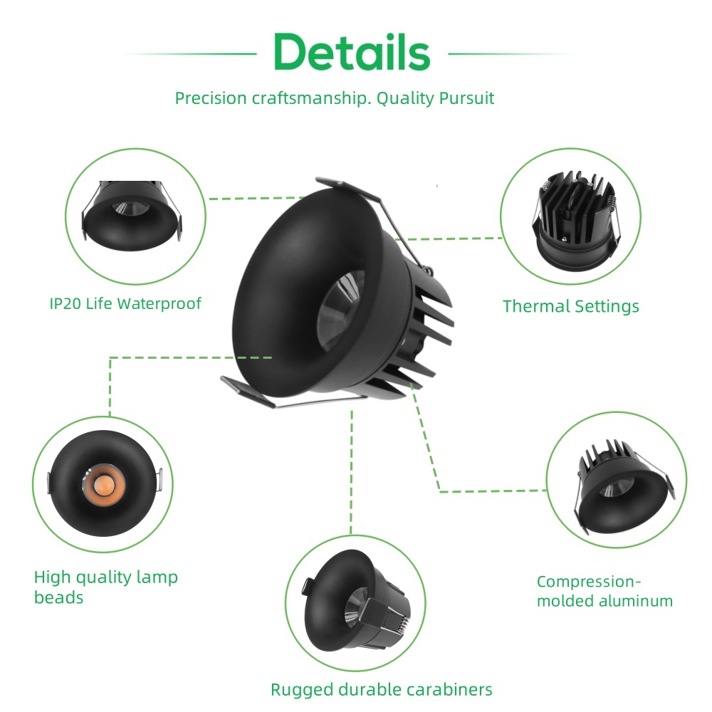 DL64A  Embedded Narrow Border Anti Glare LED Downlight Home Hotel Shopping Mall COB Spotlight