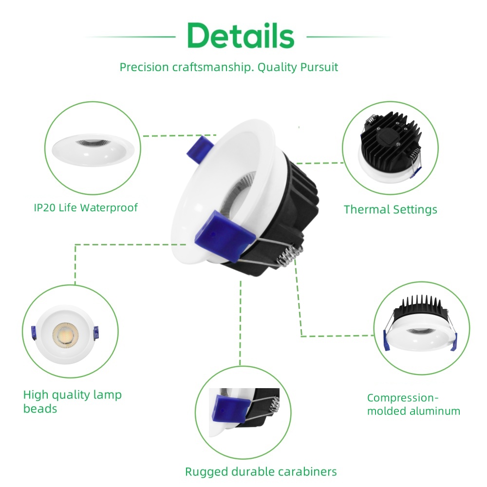 DL63 High Quality Slim Led Recessed Light Downlight Dimmable Cut off Size 55mm 75mm 7w 12w Led Round Indoor Mini Downlight