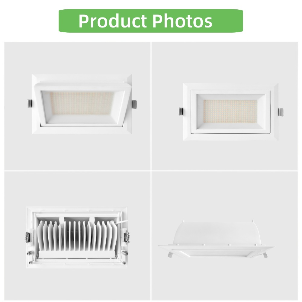 DL67-A Flicker Free LED Down Light 20W 28W 38W Ceiling Downlight LED Adjustable 60W SMD LED Rectangular Recessed Downlight