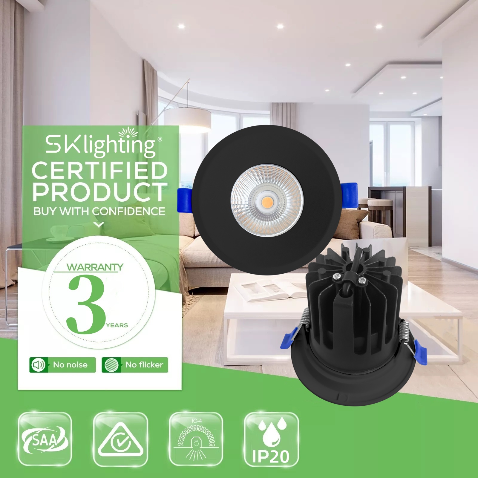 DL65-B  CE CB SAA 5W 10W 18W Anti Glare LED Ceiling Recessed Dimmable Spotlight Hotel COB Spot Light