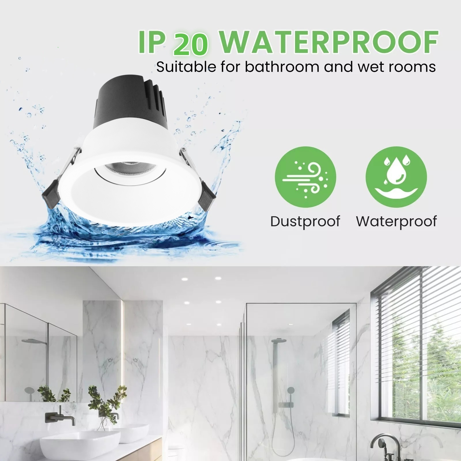 DL72 Waterproof DALI Dimmable Recessed Downlight Adjustable 8W 10W 15W 25W 28W Recessed Ceiling Antiglare Spotlights for Hotel