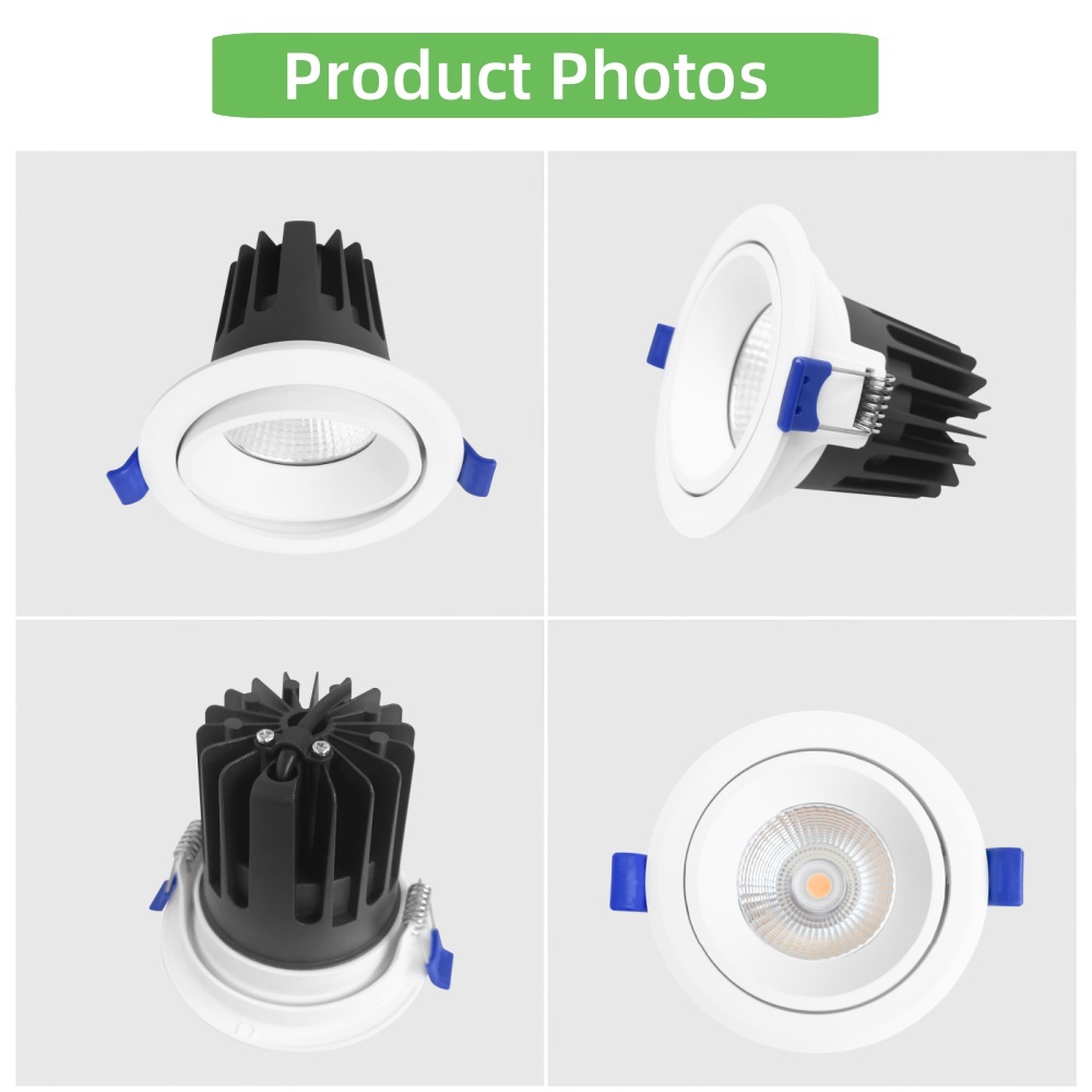 DL66-W LED Recessed Anti Glare Down Light 8W COB Dimmable Aluminium Ceiling IP20 Adjustable Downlight