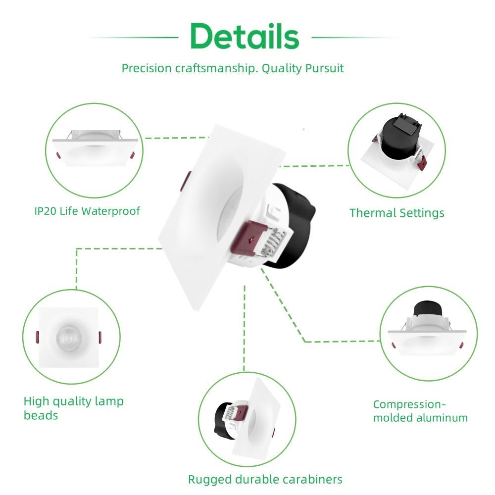 DL83-4 Recessed Cob Spotlight Aluminum Housing Anti-Glare Light Emitting Diode Spotlight 5w 7w 12w 16w Dimmable Spotlight