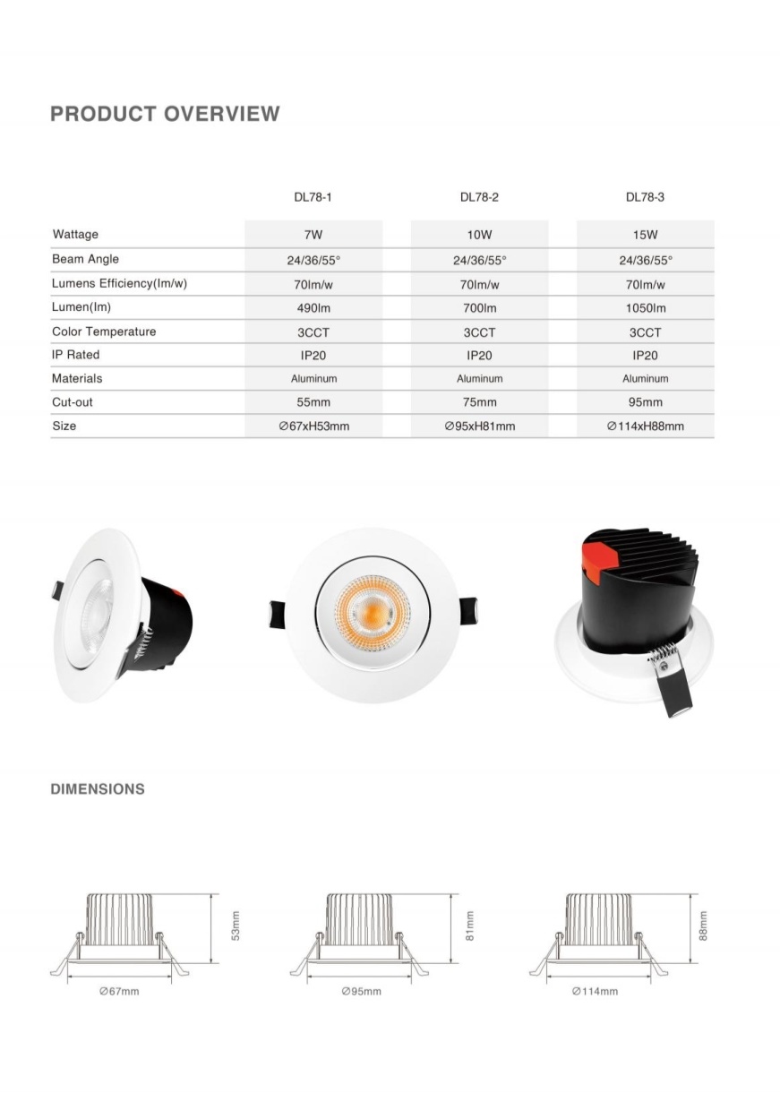 DL78 New Easy Installation Cabinet Spotlight Modern Downlight 3W 5W 7W 9W 12W LED Ceiling Spotlight