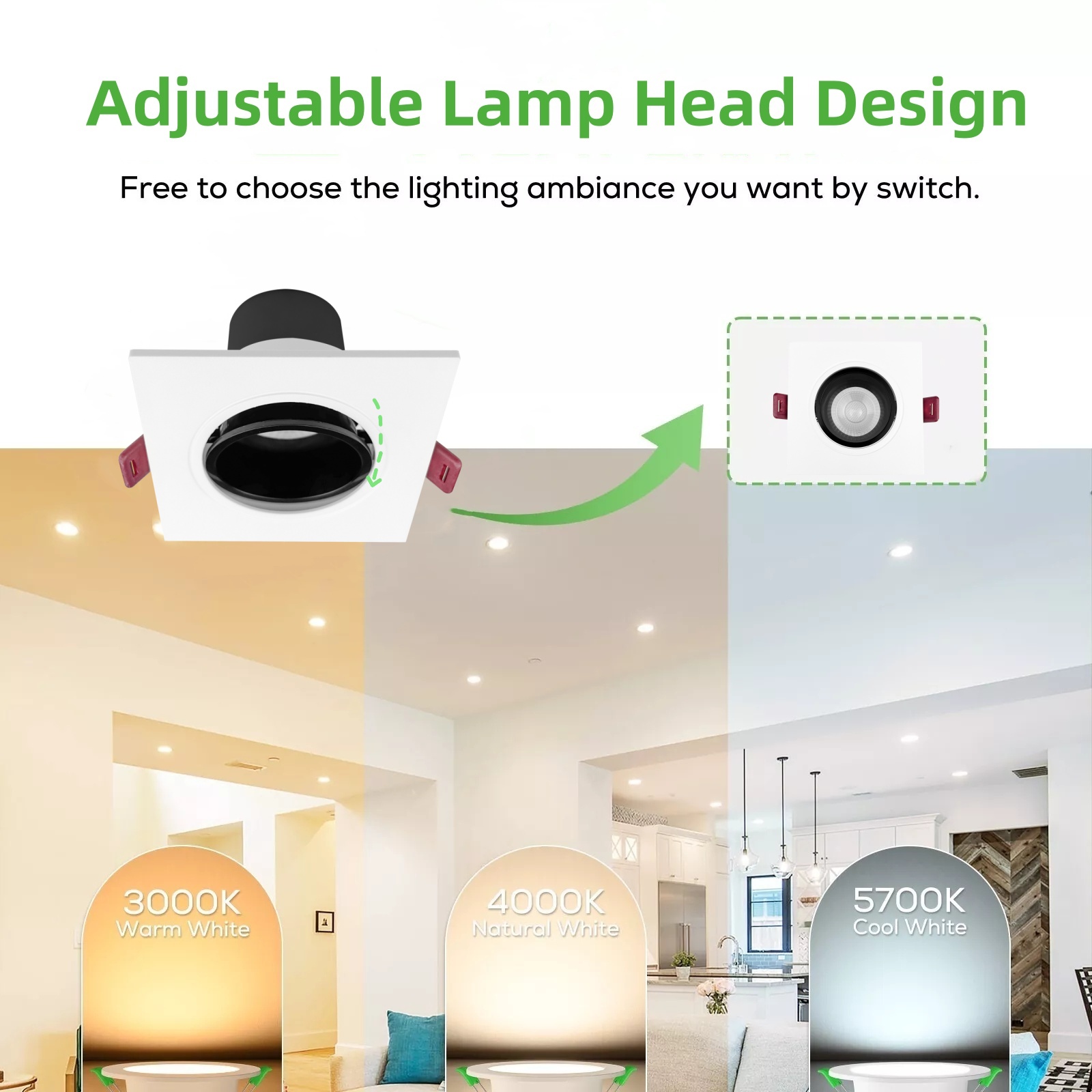 DL83 High quality spotlight ceiling recessed 7w 10w square light emitting diode adjustable anti-glare dimmable light emitting diode down light