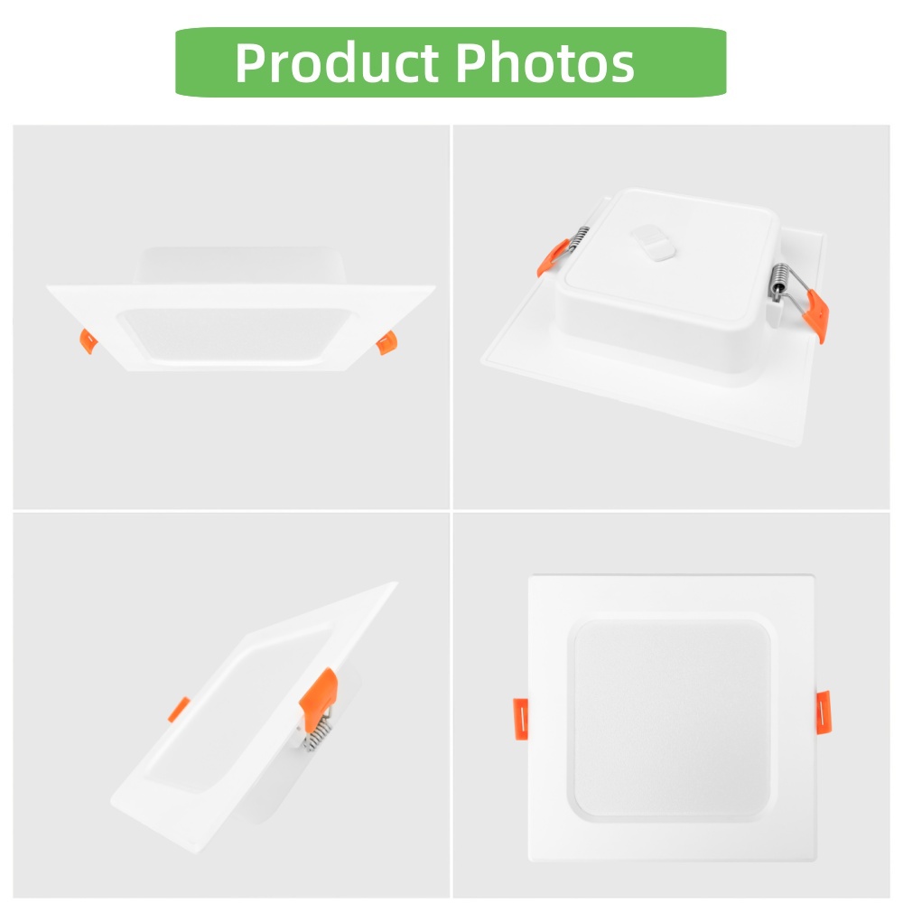 DL82-S Square Slim High Brightness 9w 12w Dimmable 4 inch 6 inch Recessed Ceiling Light with Junction Box Light Emitting Diode Panel Lights