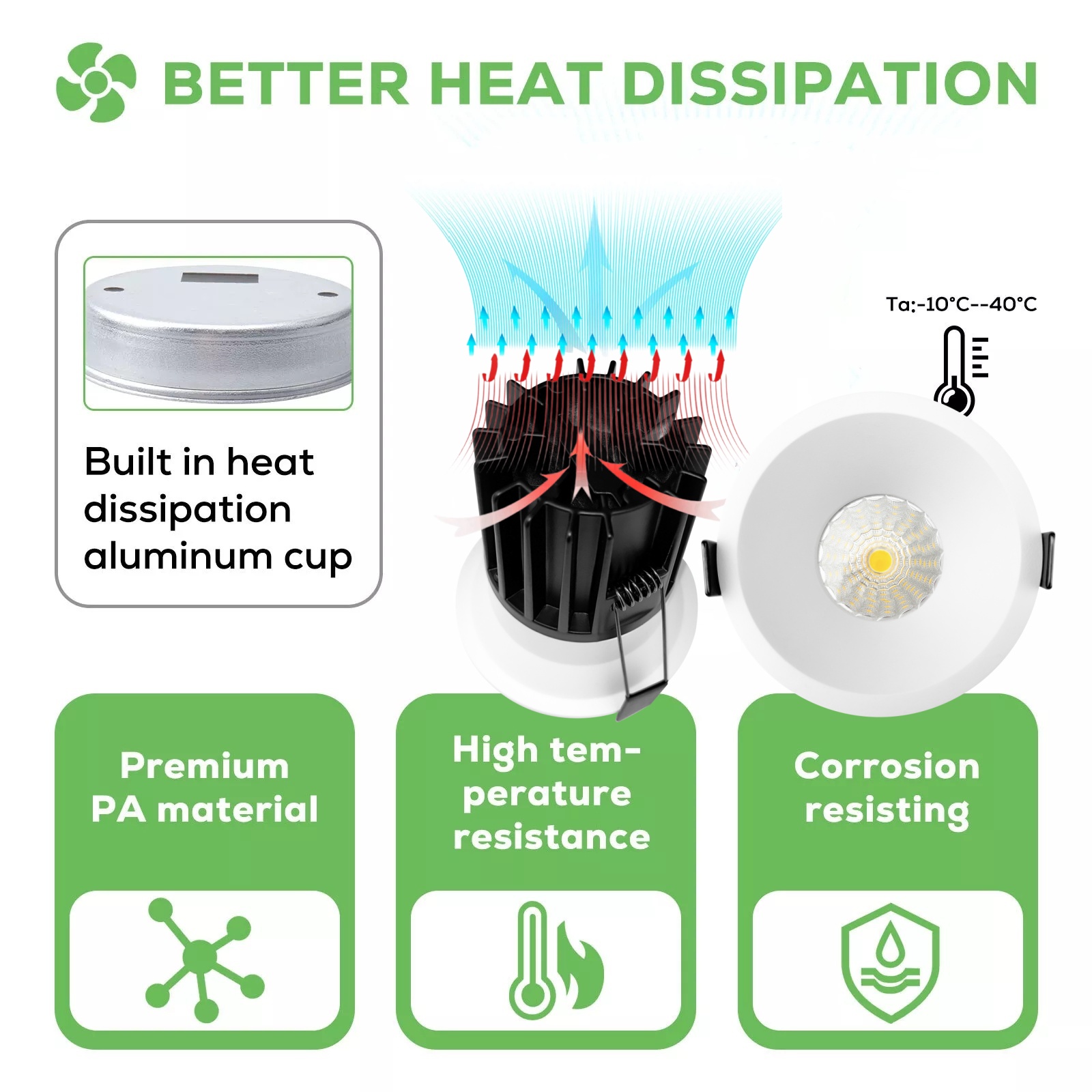 DL80 Adjustable modern light-emitting diode downlight high intensity good transmittance 3000K warm white aluminum body hotel office installation