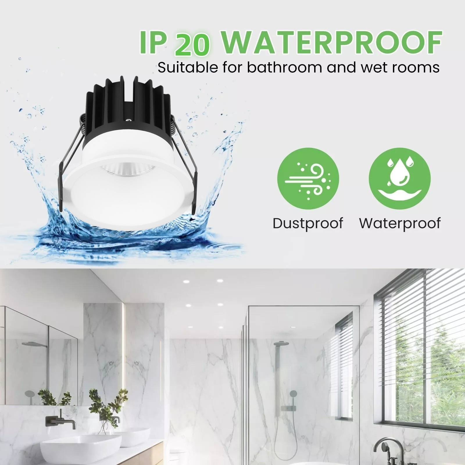 DL80 Adjustable modern light-emitting diode downlight high intensity good transmittance 3000K warm white aluminum body hotel office installation