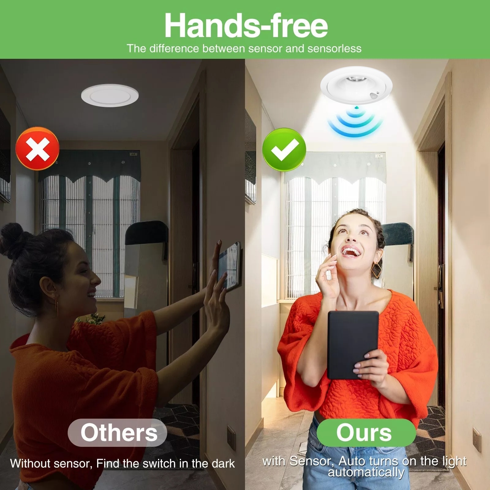 DL76 Human Sensor Light 7W 12w Recessed Light Emitting Diode Downlight ETL CE SAA UKCA Eave Corridor Public Toilet