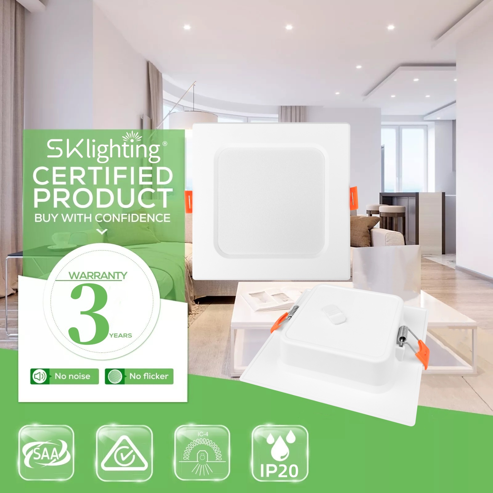 DL82-S Square Slim High Brightness 9w 12w Dimmable 4 inch 6 inch Recessed Ceiling Light with Junction Box Light Emitting Diode Panel Lights