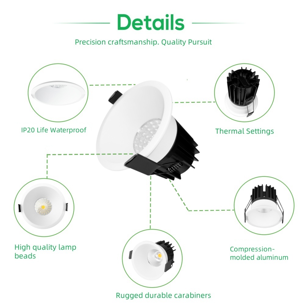 DL80 Adjustable modern light-emitting diode downlight high intensity good transmittance 3000K warm white aluminum body hotel office installation