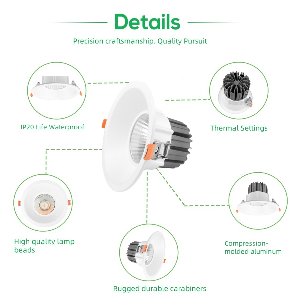 DL85-W New Design Modern Home Office Anti-Glare White Round 5w 10w 15w 20w Light Emitting Diode Spotlight COB Light Emitting Diode Downlights