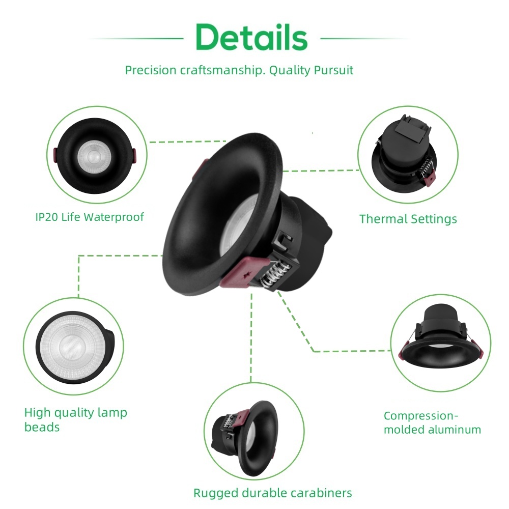 DL83-3 COB 7w Adjustable Hotel Anti-Glare Downlight Recessed Light Emitting Diode Downlight