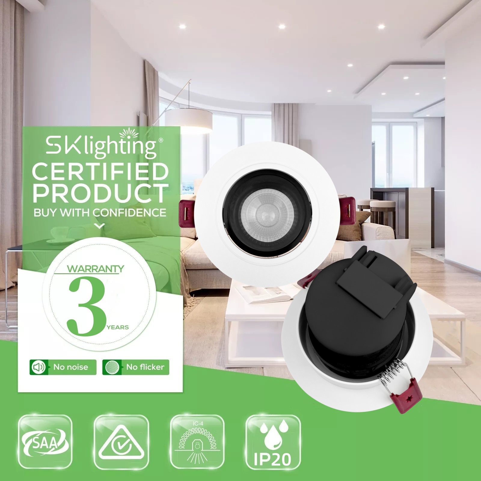 DL83 Quality Beam Angle Adjustable Ceiling Recessed Finish Anti-Glare Warm White Focus Spotlights