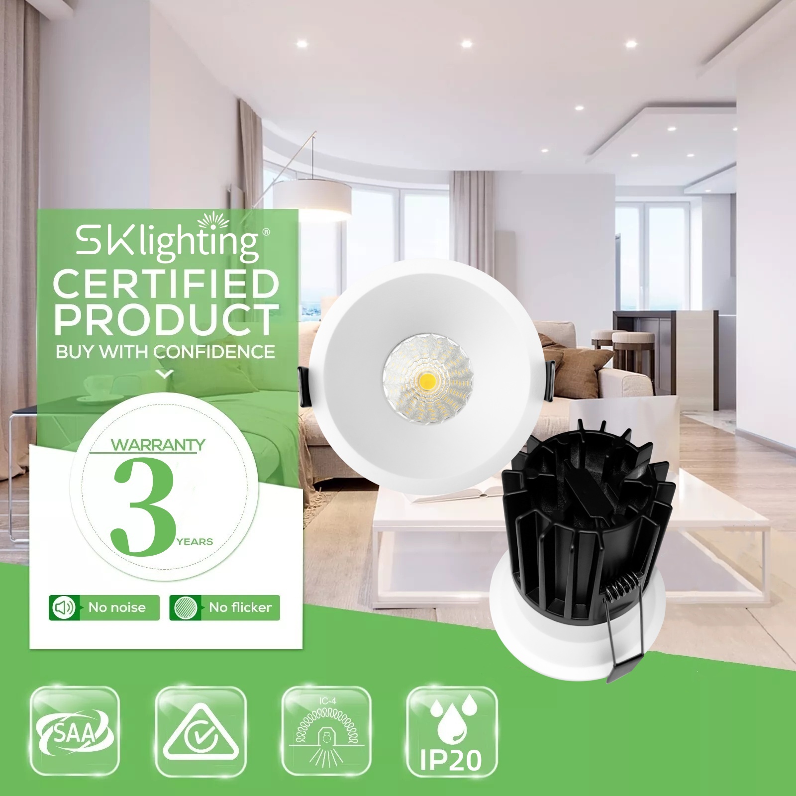 DL80 Adjustable modern light-emitting diode downlight high intensity good transmittance 3000K warm white aluminum body hotel office installation