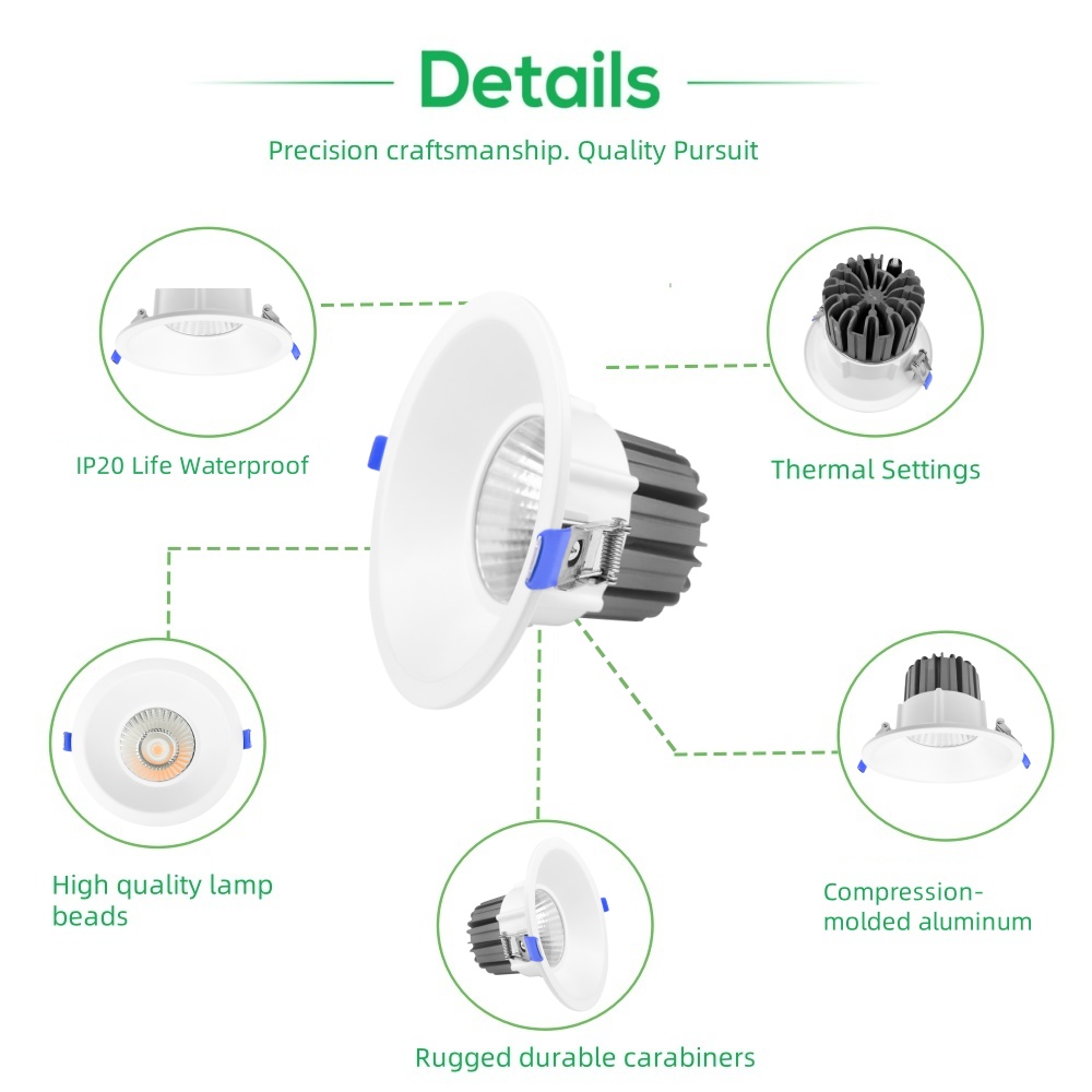 DL85-W New Design Modern Home Office Anti-Glare White Round 5w 10w 15w 20 Light Emitting Diode Spotlight COB Light Emitting Diode Downlights