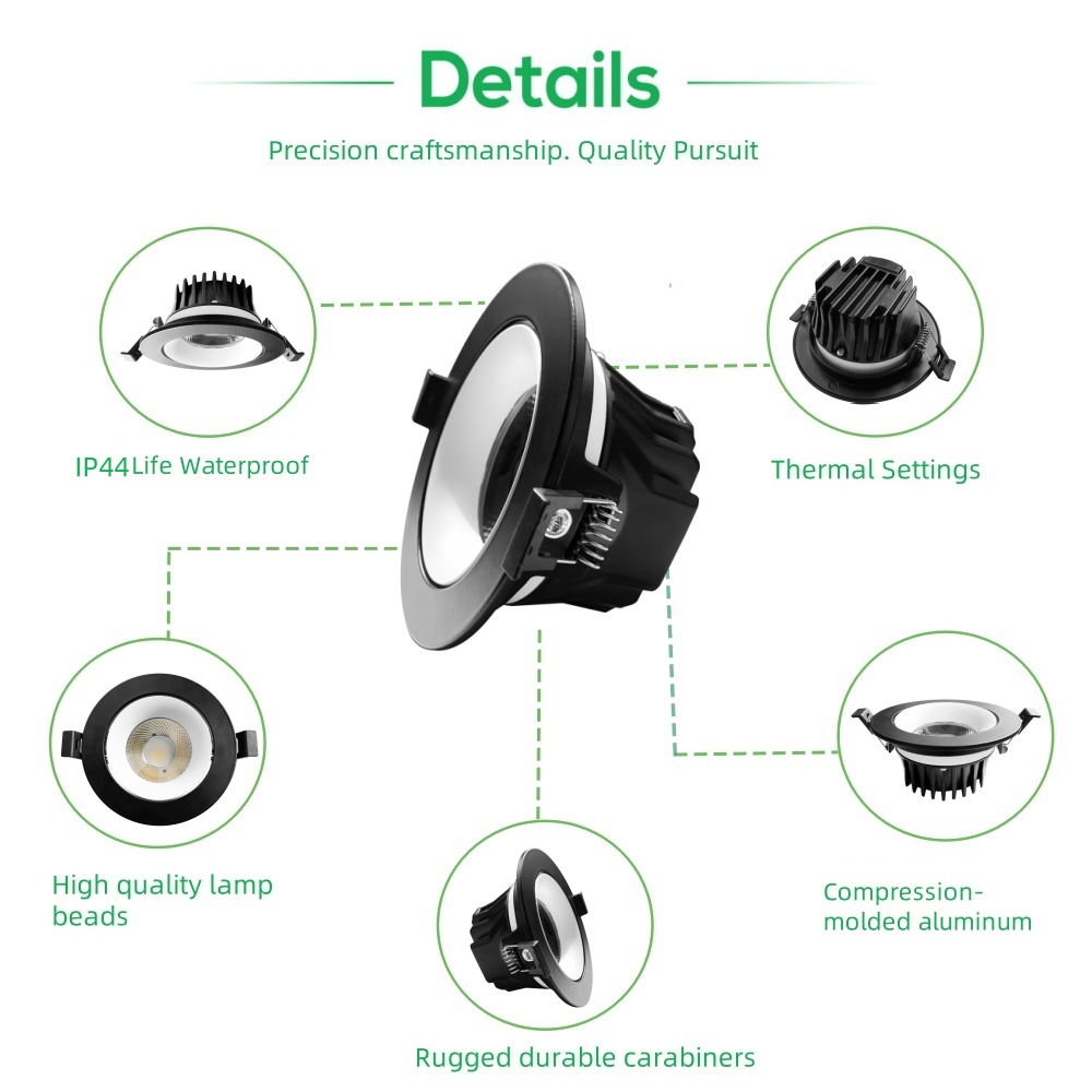 DL318-B Modern Anti-Glare LED down Light 18W to 48W Recessed Ceiling Light IP65 Aluminum Spotlight for Hotels